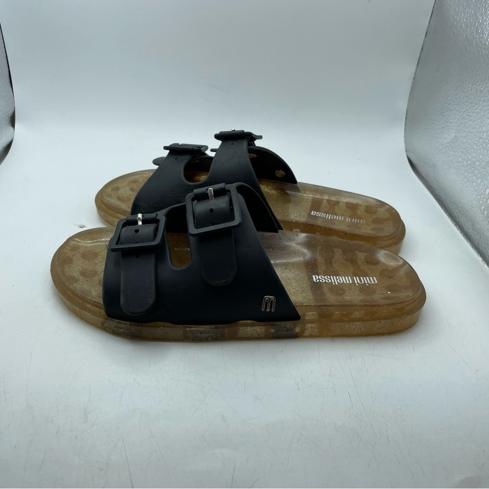 Mini Melissa girls Black Slide Sandals with Buckles size 1
